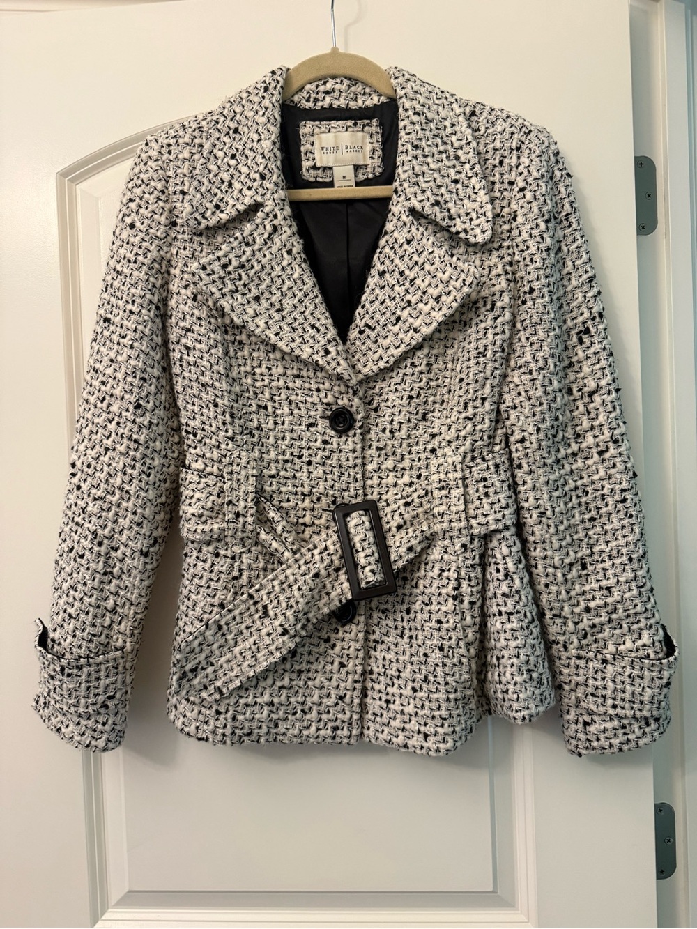 White House Black Market Tweed Belted Peacoat